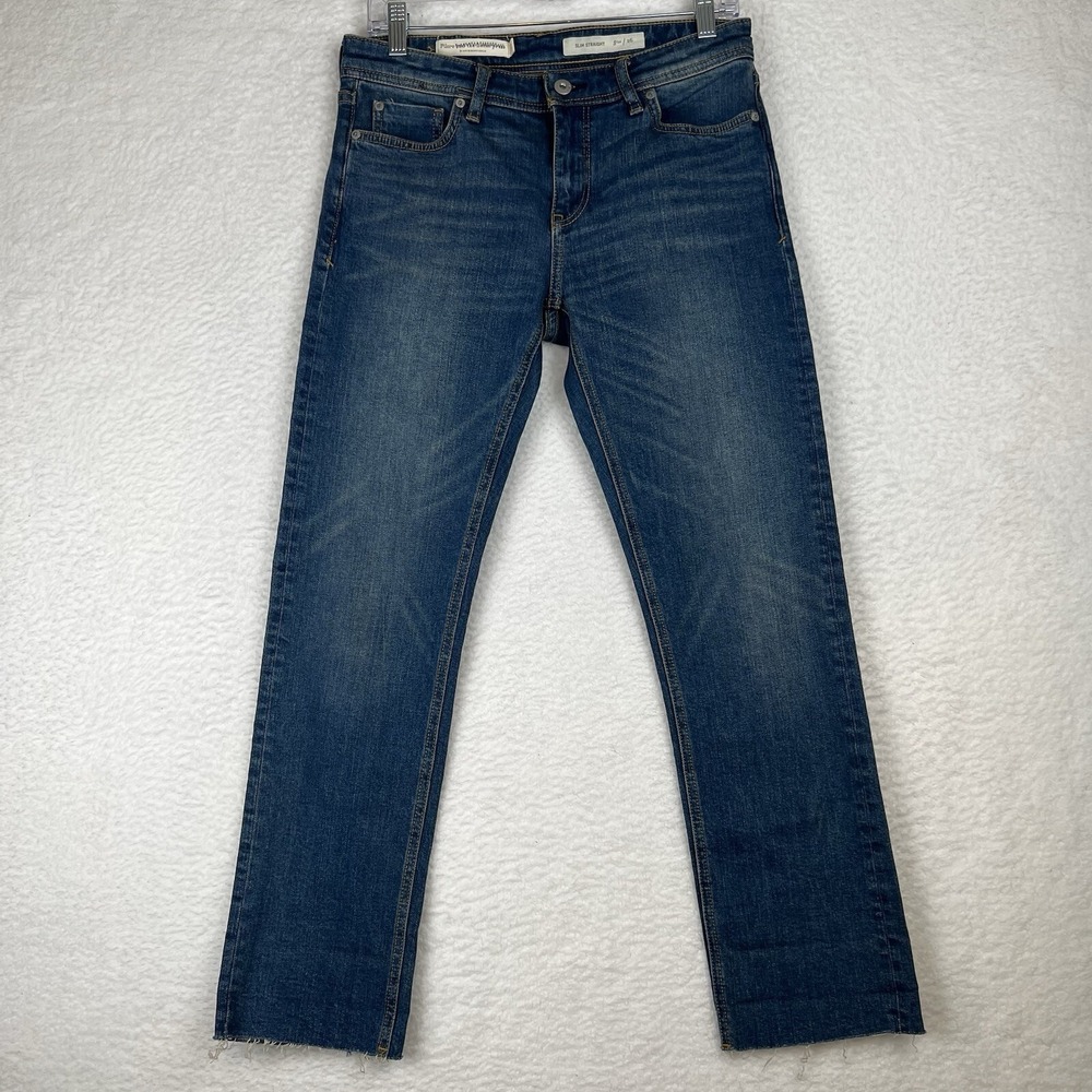 Anthropologie Pilcro Jeans Slim Straight Leg Raw Hem Women's 26 (Actual 30x27.5)